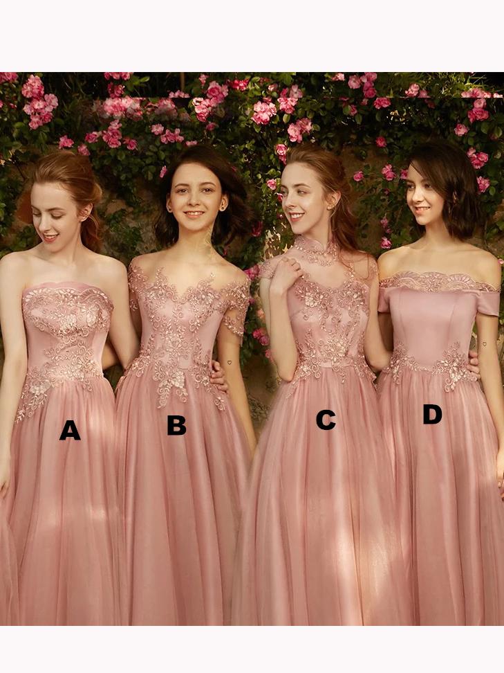 multistyles a line tulle blush ankle length bridesmaid dresses