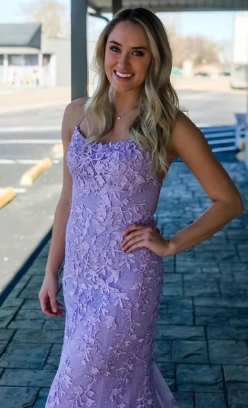 lilac mermaid lace prom dresses backless graduation gown