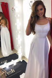White Backless Prom Dresses A-Line Spaghetti Straps with Beading MP246