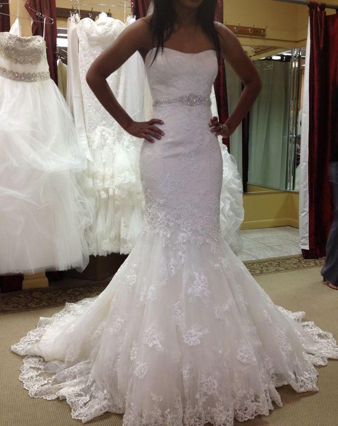 mermaid wedding dresses strapless tulle appliques bride dresses