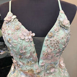 mint green short homecoming dress with appliques tulle graduation dress
