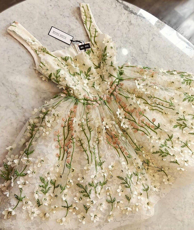 gorgeous flowers appliques homecoming dresses a line mini hoco dress