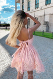 a line appliques short mini party dresses pink homecoming dresses