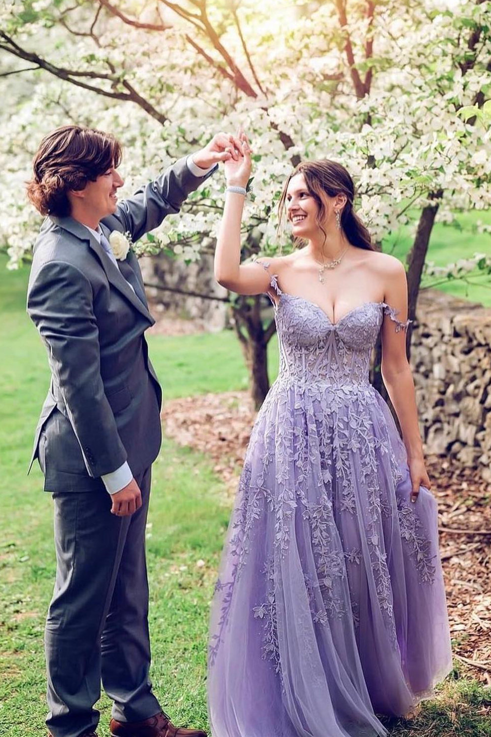 sky blue lace tulle long prom dresses off the shoulder a line formal gown