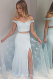 Off-Shoulder Two Piece Mermaid Prom Dresses With Over Skirt MP234