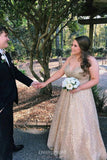 spaghetti straps v neck gold lace appliques prom dresses plus size party gown