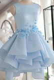 Sky Blue Short Prom Dresses Puffy Ball Gown Homecoming Dress GM185
