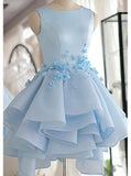 sky blue short prom dresses puffy ball gown homecoming dress