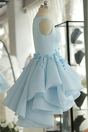 sky blue short prom dresses puffy ball gown homecoming dress