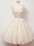 a line scoop lace homecoming dresses cap sleeves sweet 16 dress