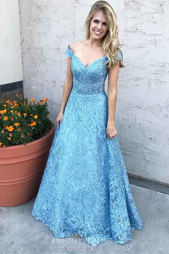 a line off the shoulder lace prom dresses gold party dress