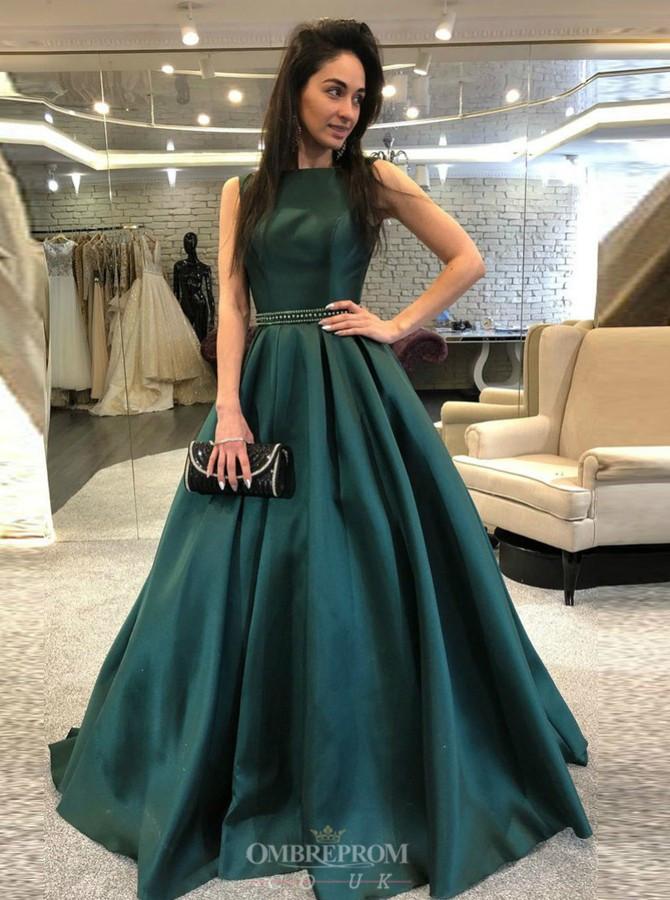 a line spaghetti straps dark green backless formal prom dresses
