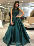 a line spaghetti straps dark green backless formal prom dresses