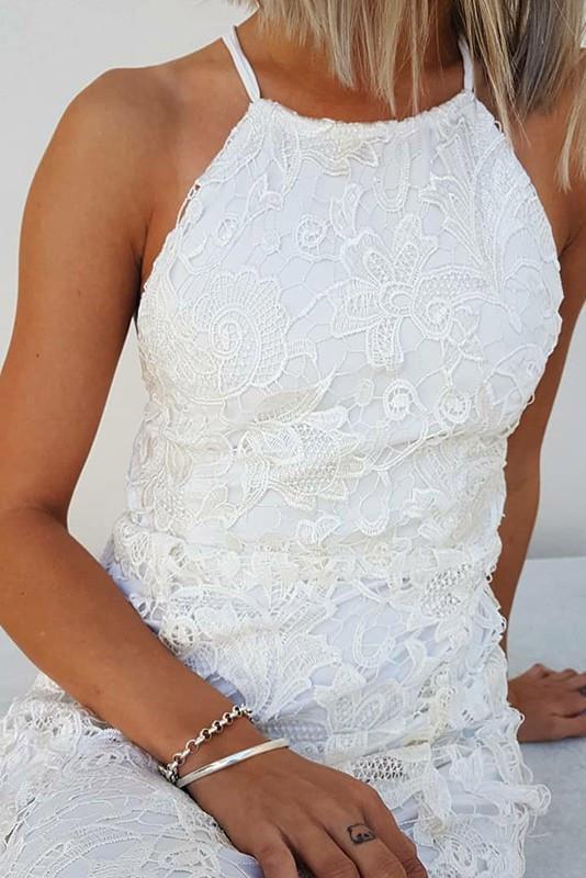 halter lace beach wedding dress sheath lace bridal gown