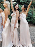 pearl pink sweetheart sheath bridesmaid dresses with bowknot