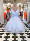 spaghetti straps v neck homecoming dress sparkly short prom dress