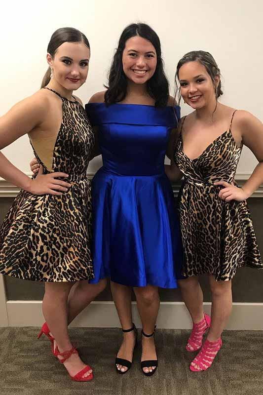 a line wild leopard print short prom dresses homecoming dress