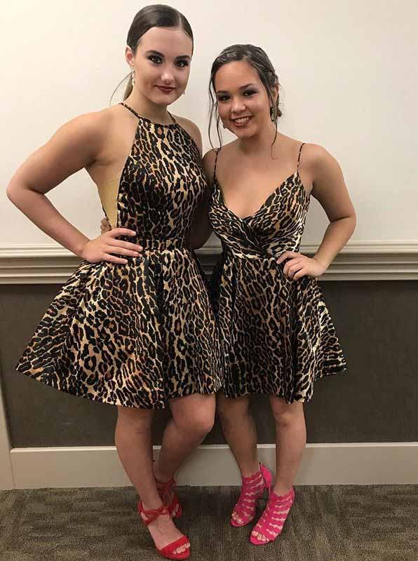 a line wild leopard print short prom dresses homecoming dress