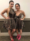 a line wild leopard print short prom dresses homecoming dress