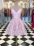 charming pink short prom dresses a line v neck homecoming dress