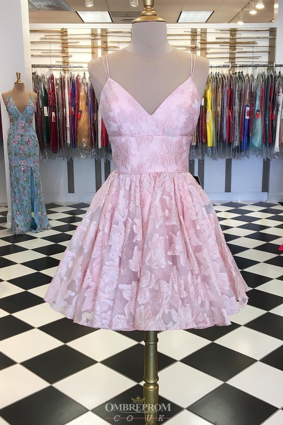 charming pink short prom dresses a line v neck homecoming dress