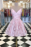 charming pink short prom dresses a line v neck homecoming dress