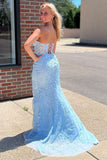 sweetheart blue lace mermaid long formal dresses best prom dresses