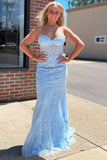 sweetheart blue lace mermaid long formal dresses best prom dresses