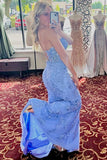 sweetheart blue lace mermaid long formal dresses best prom dresses