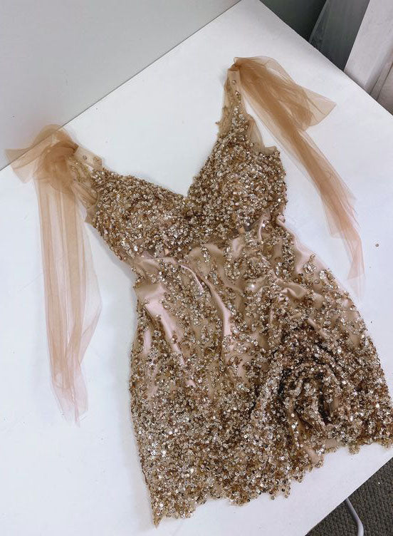 a line v neck sequined short homecoming dresses tight short party dress