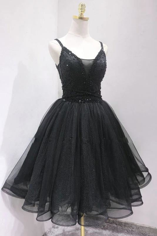 beading black tulle homecoming dress charming short prom dress