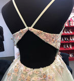 mint green short homecoming dress with appliques tulle graduation dress