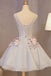 Cute Floral Homecoming Dresses A-line Round Neck Short Party Dress GM670