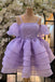 Straps Puff Sleeves Lavender Homecoming Dress, Chic Layered Short Dress GM685