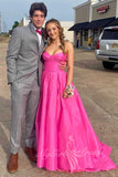 Simple Fuchsia A Line Prom Dress Sweetheart Formal Dress with Pockets GP783