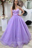 Sweetheart Lavender Tulle Long Prom Dress A-line Formal Gown GP829