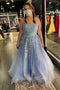 Sparkly Long Prom Dresses with Appliques, Tulle Graduation Party Dresses GP622