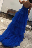 a line orange flower keyhole tiered tulle prom dresses backless formal gown