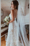 a line straps corset boho floral wedding dress beach bridal gown