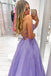 a line sparkly lavender tulle long prom dress backless formal gown