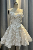 Beautiful Straps Sweetheart 3D Flower A-line Short Homecoming Dresses GM728