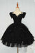 black princess short prom dress sweet 15 party puffy skirt homecoming dress