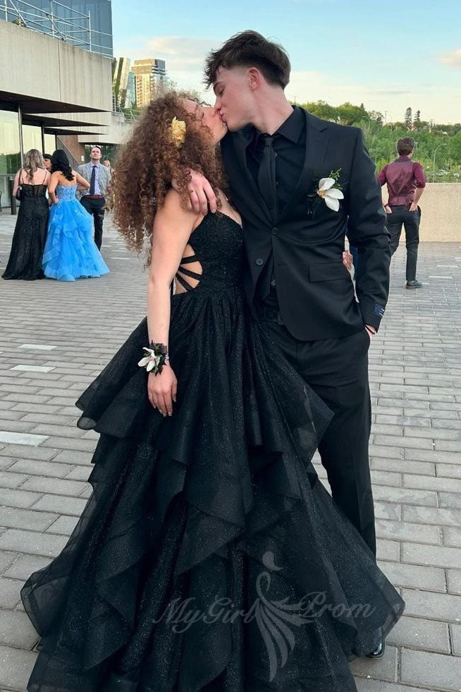 black sparkly graduation dress Black Sparkly Tulle Sweetheart Homecoming Dresses Feather Beaded Lace Graduation Dress hc458