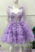 charming lavender corset tiered tulle short homecoming dresses