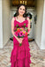 Chic Ruffled Prom Dress Fuchsia Mermaid Layered Long Formal Dress GP696