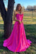 Cowl Neck Hot Pink Satin Prom Dress Spaghetti Straps A-Line Formal Dress GP676