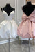cute a line v neck short homecoming dresses with bow satin party dress