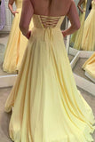 Daffodil Sweetheart Chiffon Sleeveless Long Prom Dress With Pockets MG299