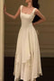 Elegant A Line Square Neck Ankle Length Prom Dress, Chiffon Evening Gown GP556