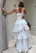 Elegant A line Long Tiered Prom Dress Strapless Formal Gown GP658